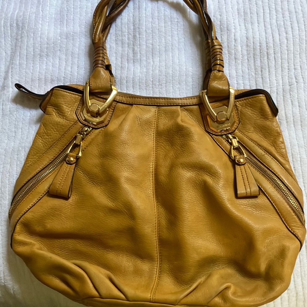 B Makowsky camel color leather hobo purse vintage